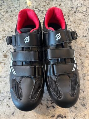 Peloton Cycling Shoes Size 40 Black Red very good condition
